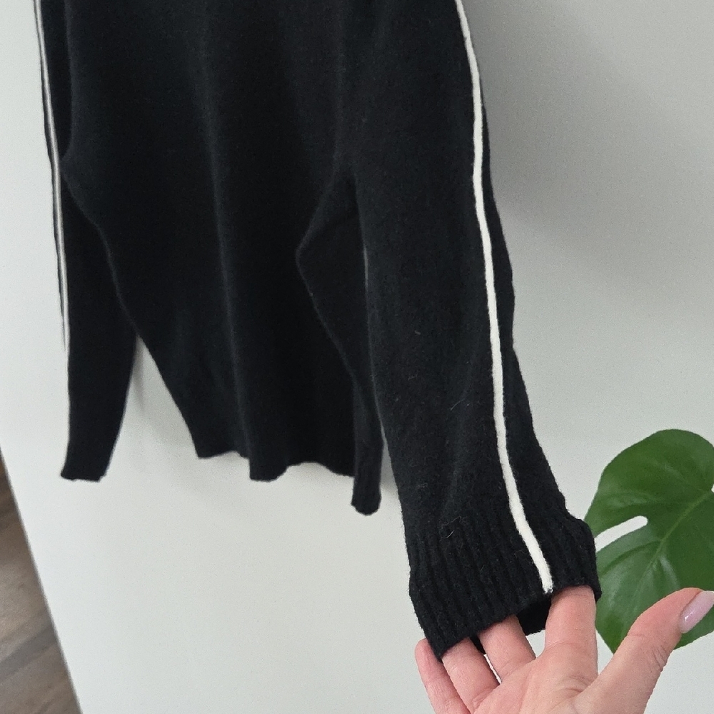 Athleta Black Merino Wool Sweater with White Accents - Picture 3 of 7